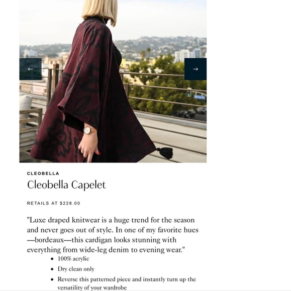 Cleobella Sevigny ~ Cardigan Capelet Wrap. NEW - Picture 3 of 5